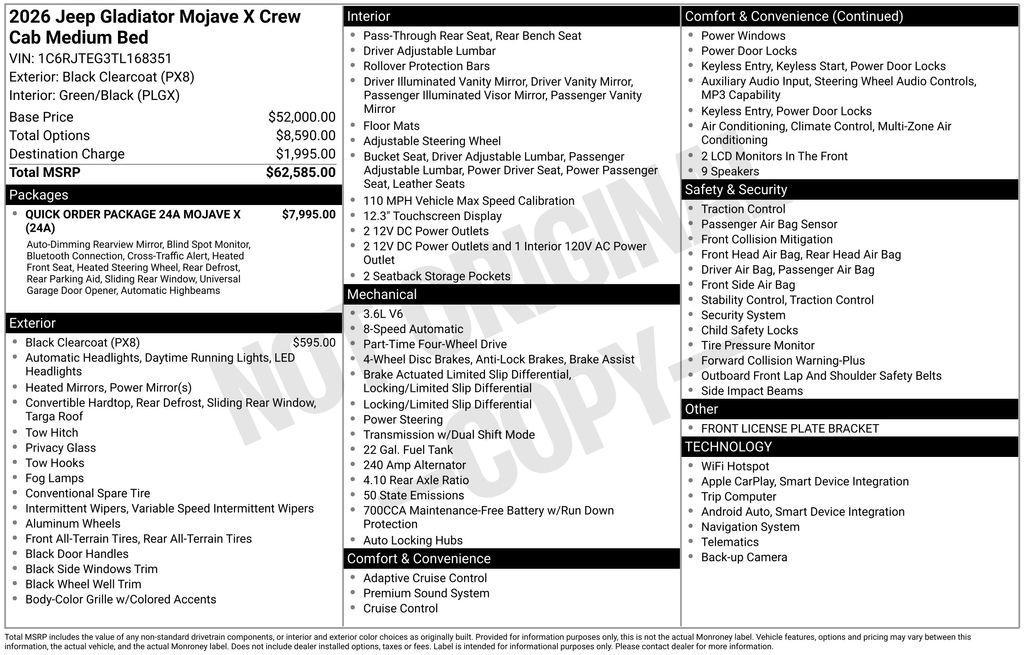 new 2026 Jeep Gladiator car, priced at $58,204