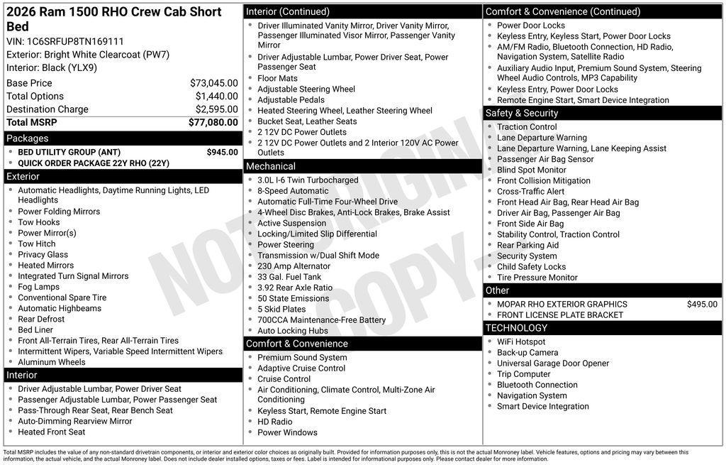 new 2026 Ram 1500 car, priced at $73,382