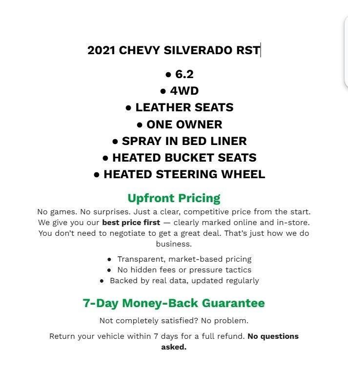 used 2021 Chevrolet Silverado 1500 car, priced at $34,879