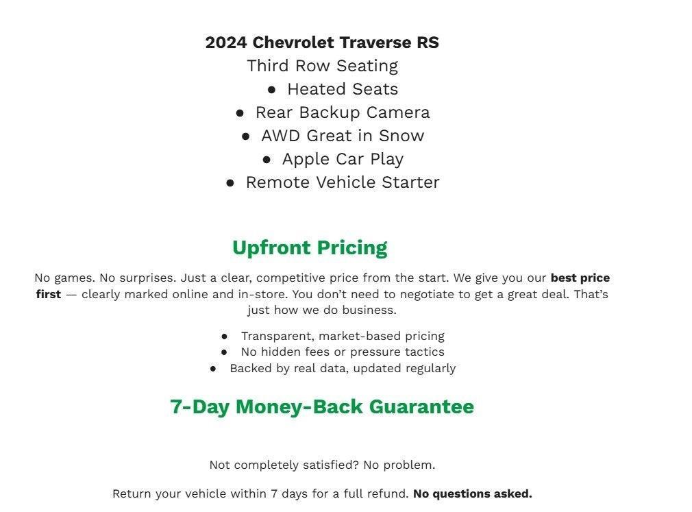 used 2024 Chevrolet Traverse car, priced at $47,980