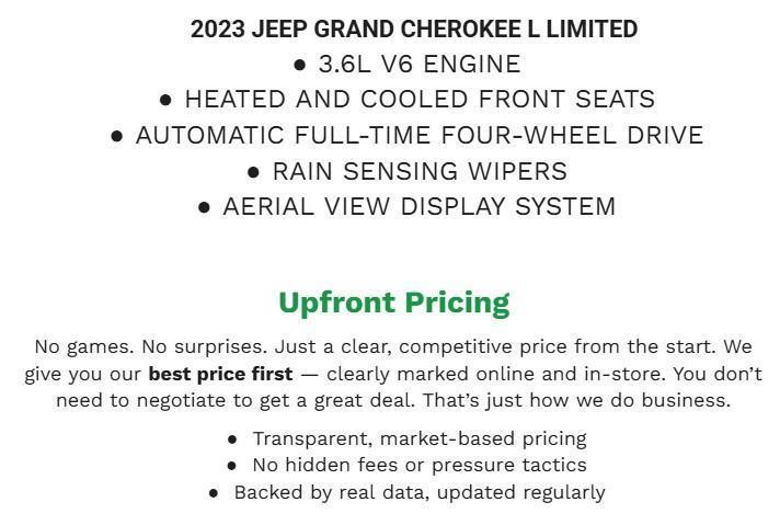 used 2023 Jeep Grand Cherokee L car, priced at $32,284