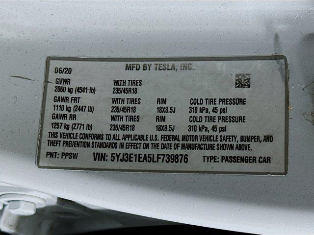used 2020 Tesla Model 3 car, priced at $18,497