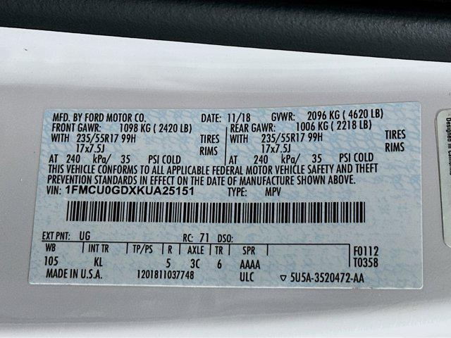 used 2019 Ford Escape car, priced at $10,487