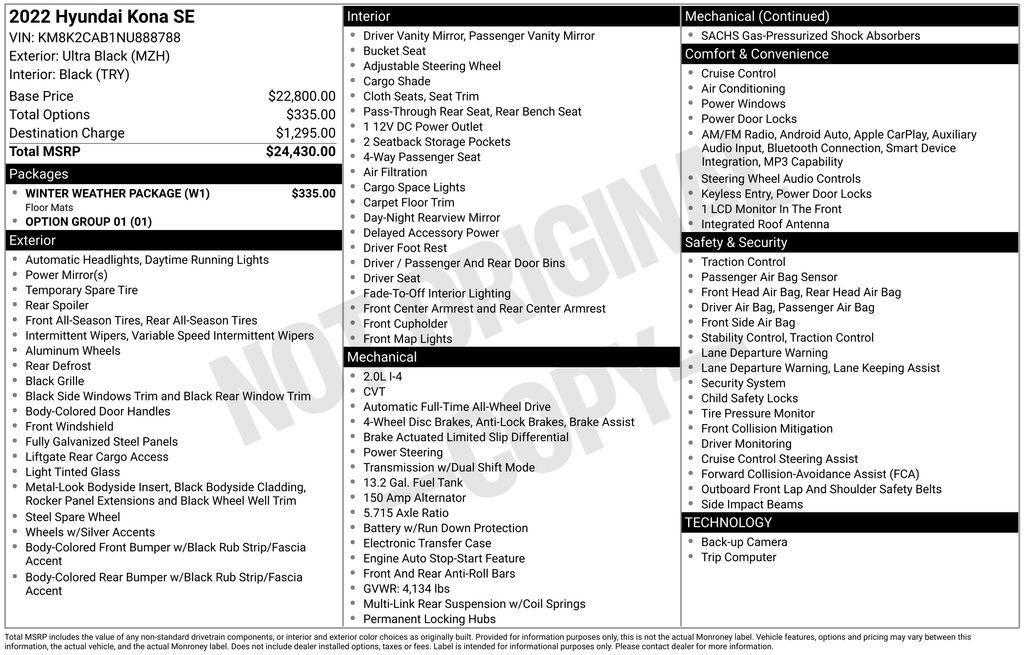 used 2022 Hyundai Kona car, priced at $18,950