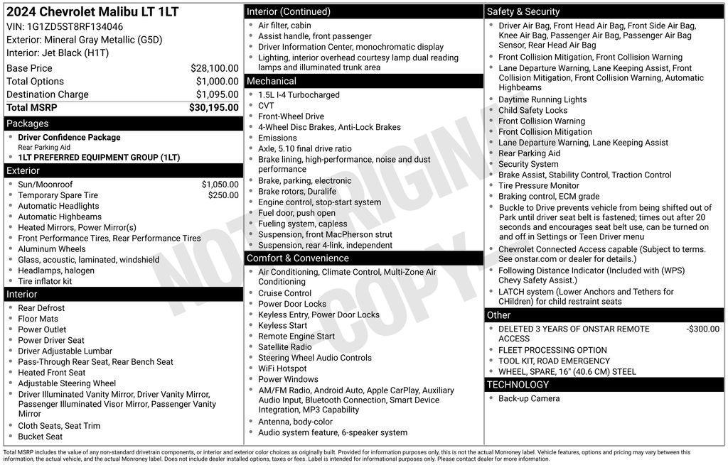 used 2024 Chevrolet Malibu car, priced at $18,490