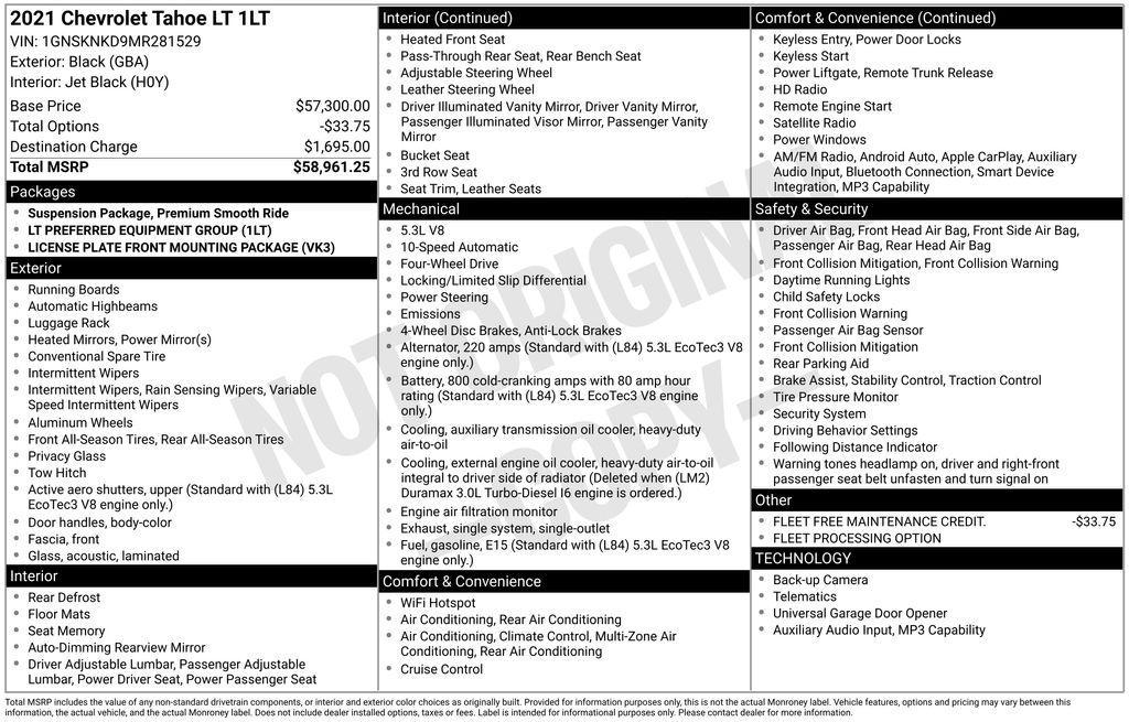 used 2021 Chevrolet Tahoe car, priced at $42,950