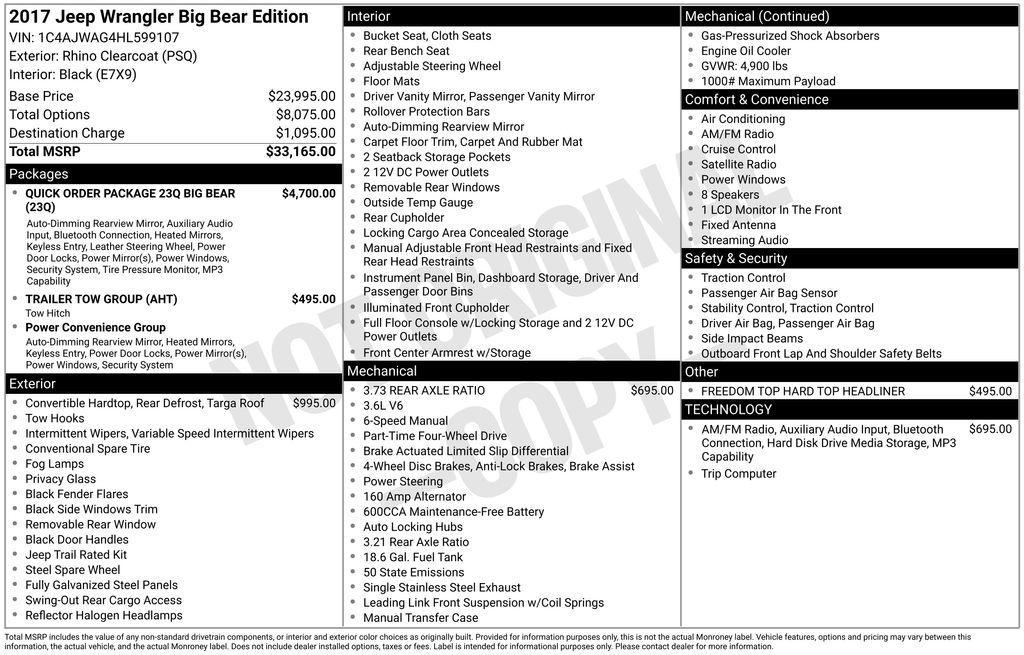 used 2017 Jeep Wrangler car, priced at $17,950