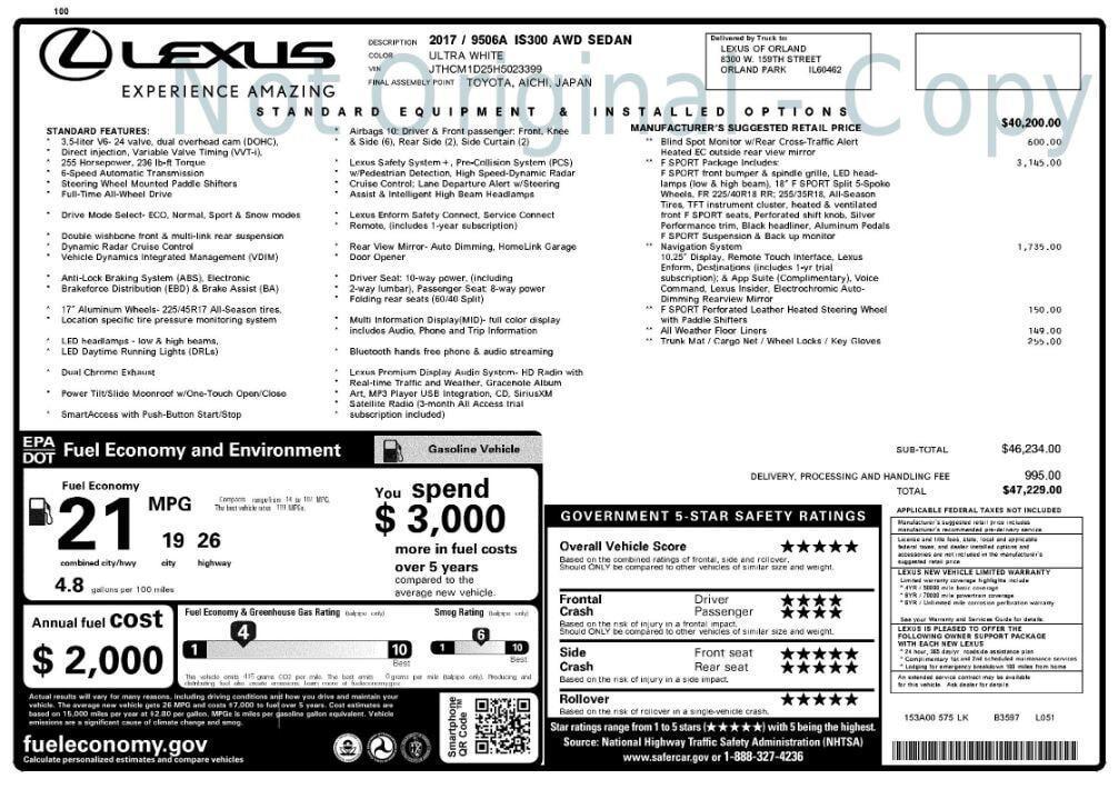 used 2017 Lexus IS 300 car, priced at $20,495