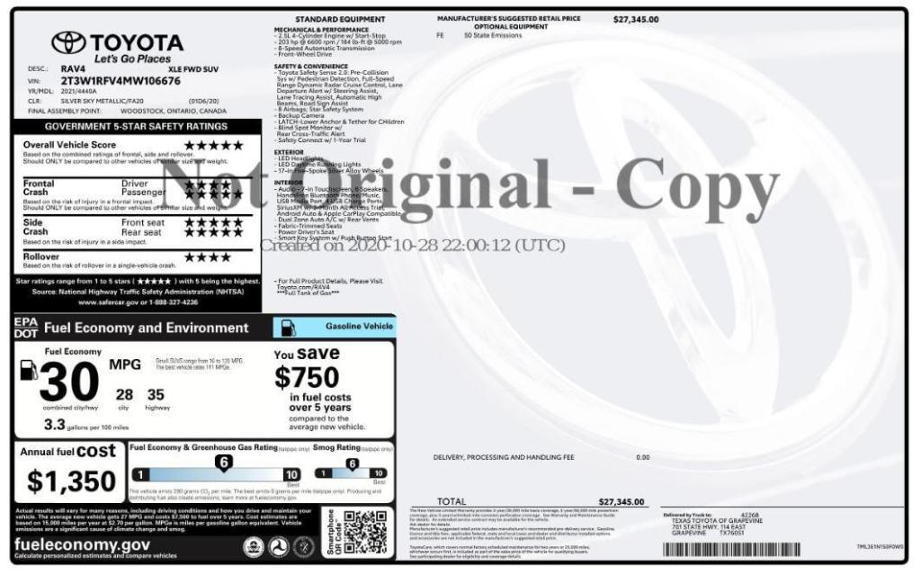 used 2021 Toyota RAV4 car, priced at $18,299