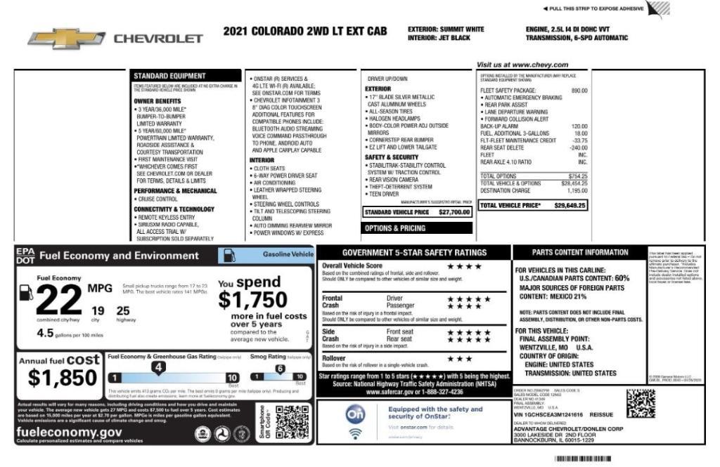 used 2021 Chevrolet Colorado car, priced at $13,999