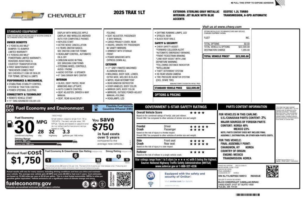 used 2025 Chevrolet Trax car, priced at $18,499