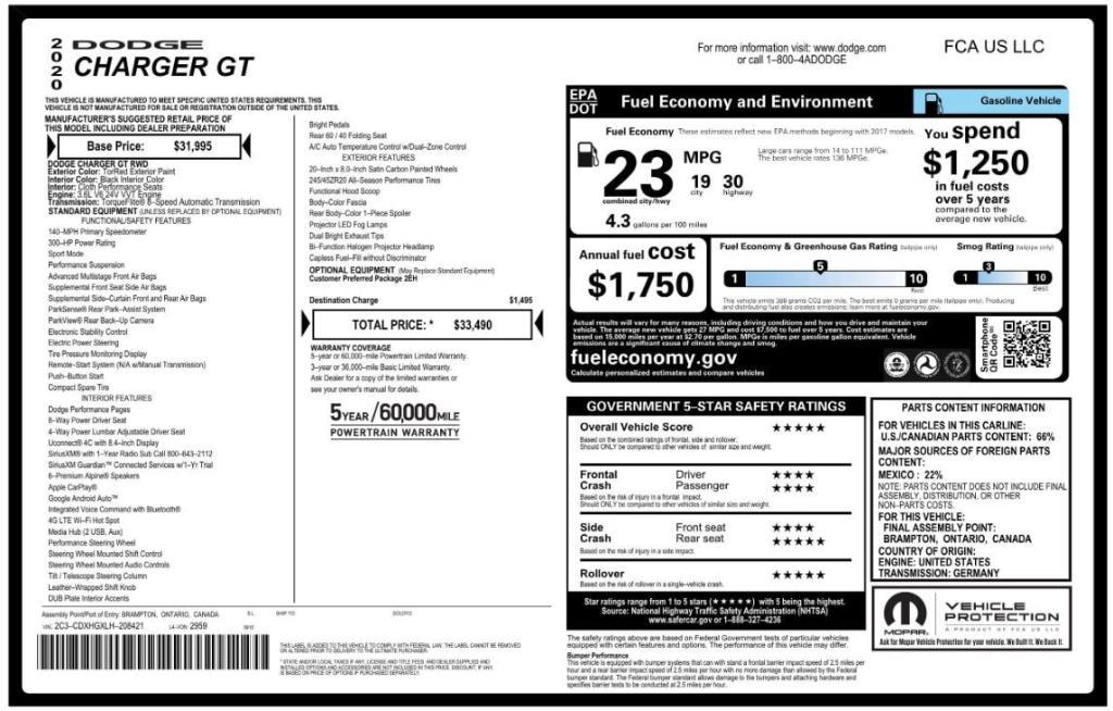 used 2020 Dodge Charger car, priced at $18,499