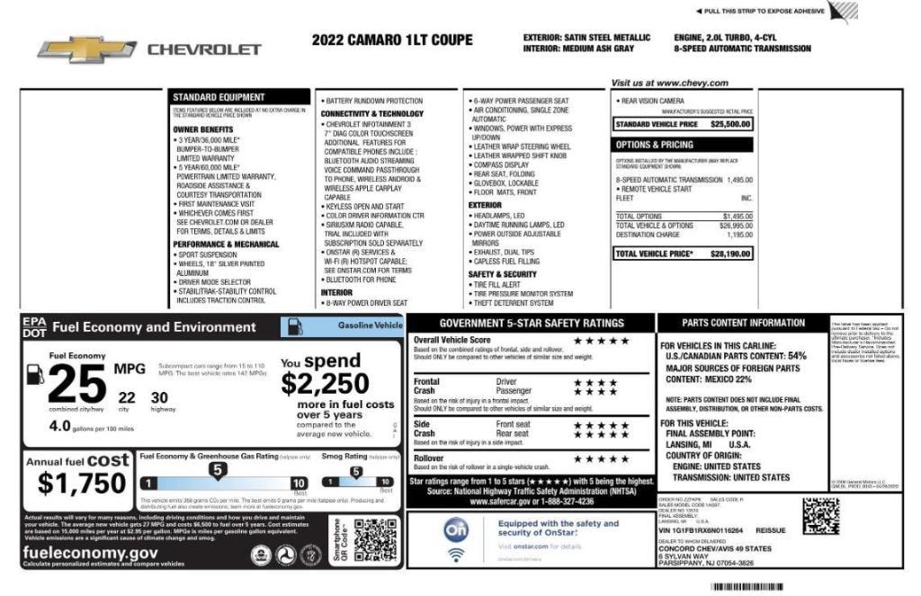 used 2022 Chevrolet Camaro car, priced at $18,987