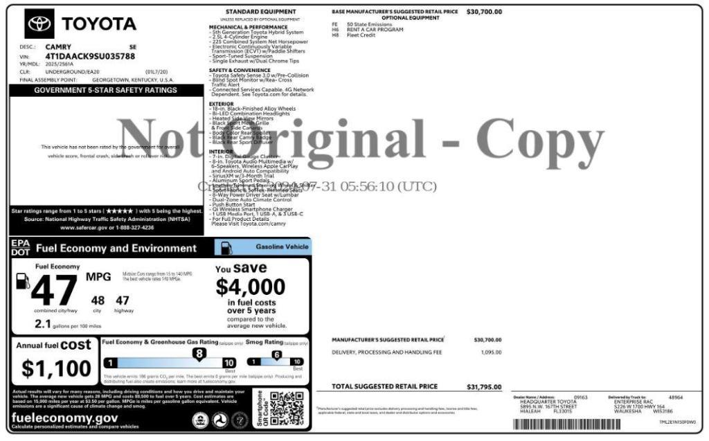 used 2025 Toyota Camry car, priced at $24,999