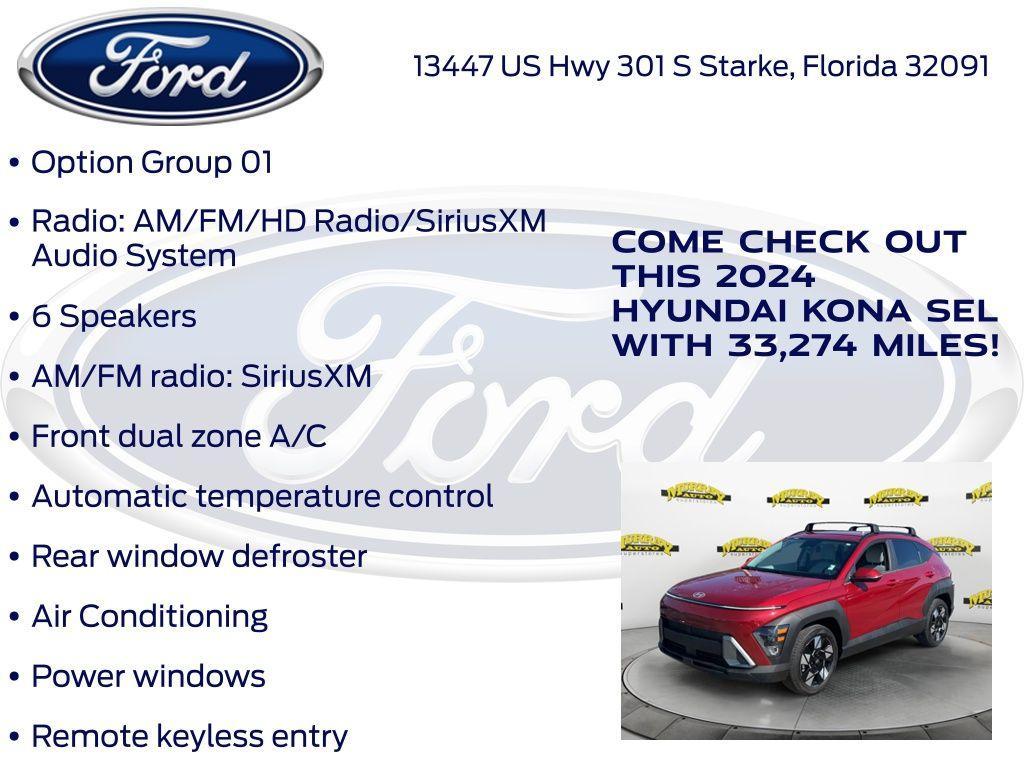 used 2024 Hyundai Kona car, priced at $20,620