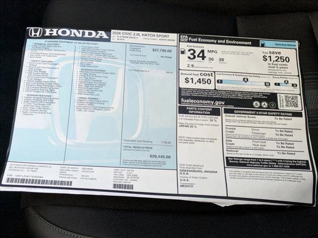 new 2026 Honda Civic car, priced at $28,442