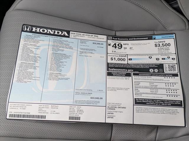 new 2026 Honda Civic Hybrid car, priced at $32,021