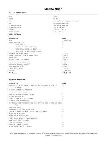 new 2026 Mazda CX-70 car, priced at $57,835