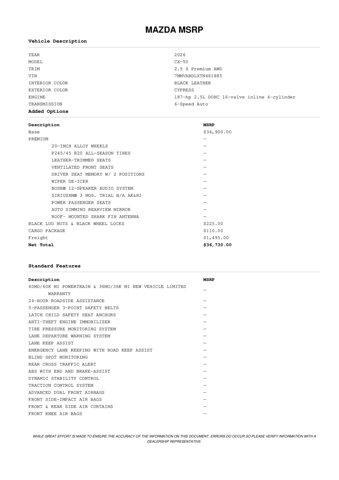 new 2026 Mazda CX-50 car, priced at $35,790