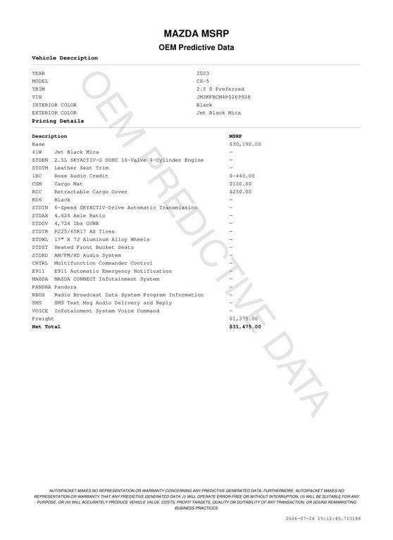 used 2023 Mazda CX-5 car, priced at $28,471