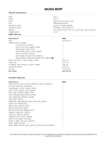 new 2025 Mazda CX-50 Hybrid car, priced at $40,390