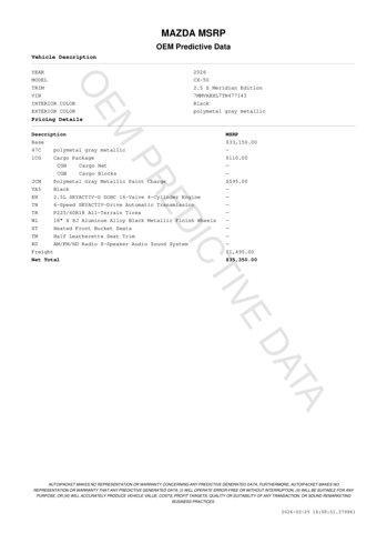 new 2026 Mazda CX-50 car, priced at $34,434