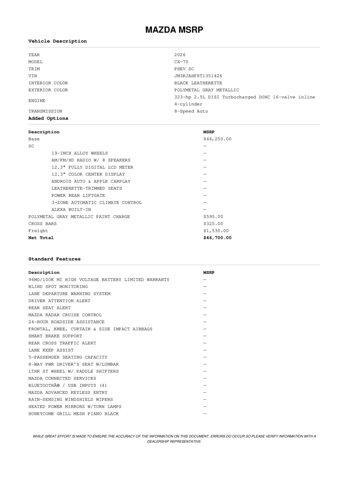 new 2026 Mazda CX-70 PHEV car, priced at $45,458