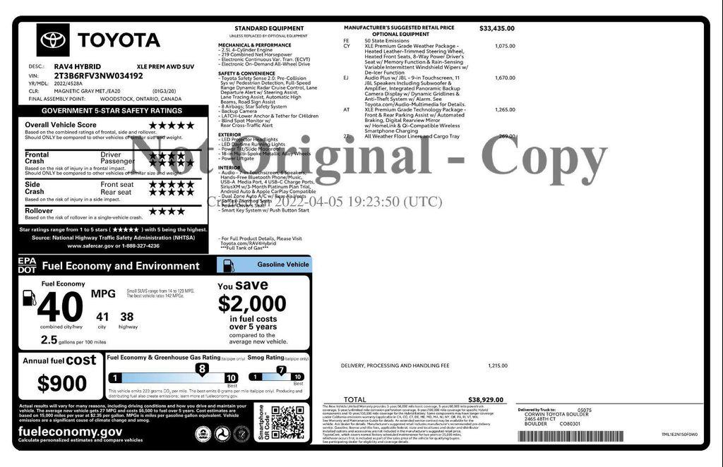 used 2022 Toyota RAV4 Hybrid car, priced at $33,500