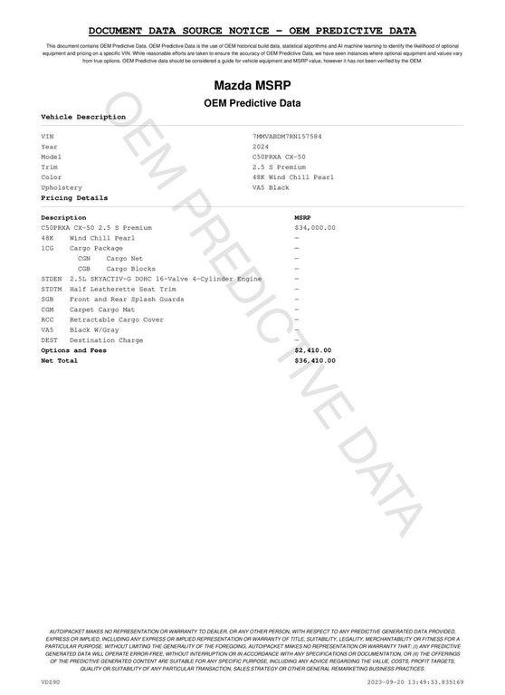 used 2024 Mazda CX-50 car, priced at $28,956