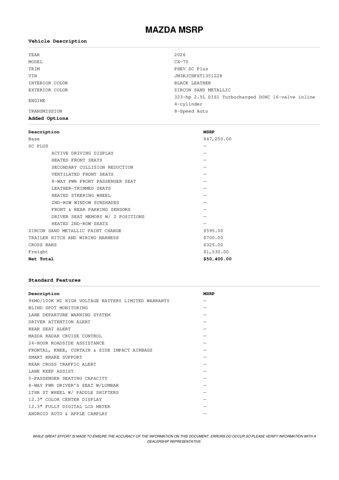 new 2026 Mazda CX-70 PHEV car, priced at $48,943