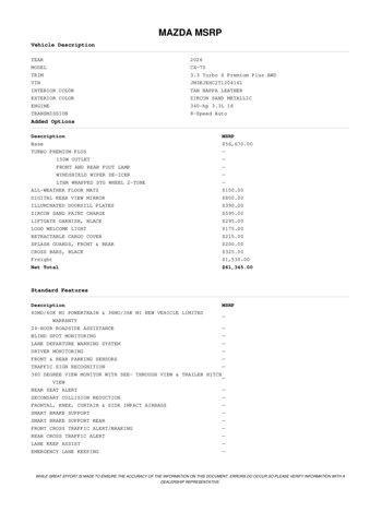 new 2026 Mazda CX-70 car, priced at $58,471