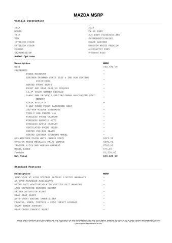 new 2026 Mazda CX-90 PHEV car, priced at $51,527