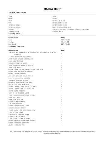 new 2026 Mazda CX-30 car, priced at $26,821