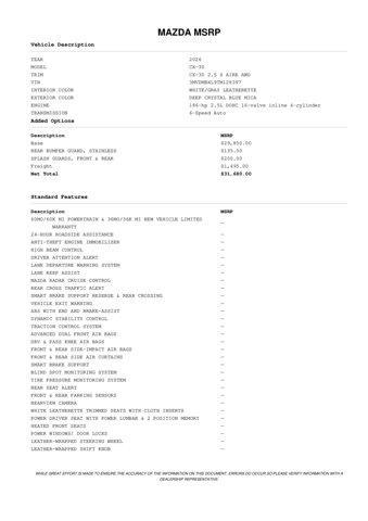 new 2026 Mazda CX-30 car, priced at $30,867