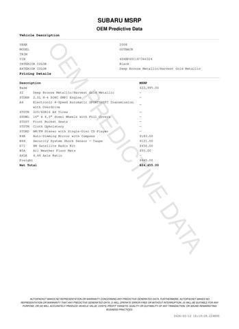 used 2008 Subaru Outback car, priced at $6,900