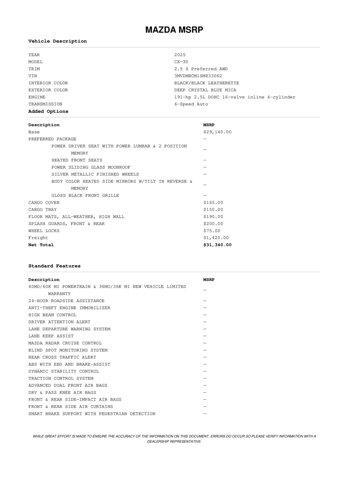 used 2025 Mazda CX-30 car, priced at $31,340