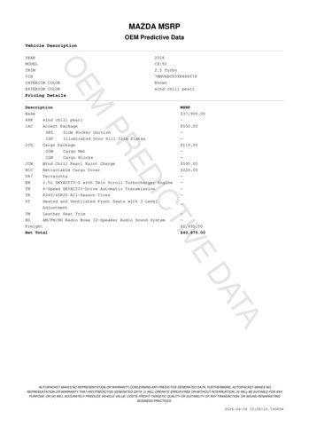new 2026 Mazda CX-50 car, priced at $39,685