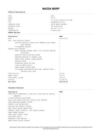 new 2026 Mazda CX-90 car, priced at $52,235