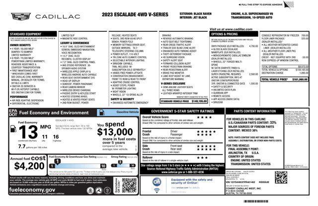 used 2023 Cadillac Escalade car, priced at $113,971