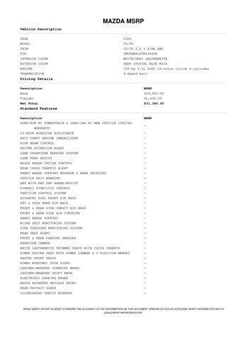 new 2026 Mazda CX-30 car, priced at $30,599