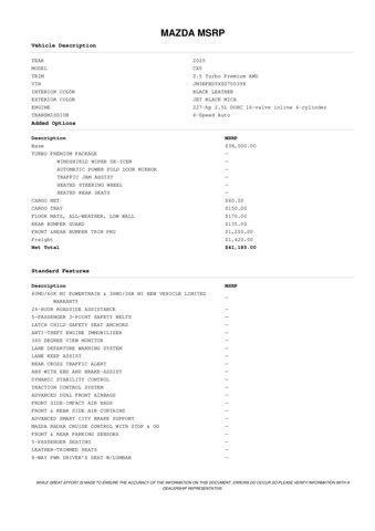 new 2025 Mazda CX-5 car, priced at $39,957