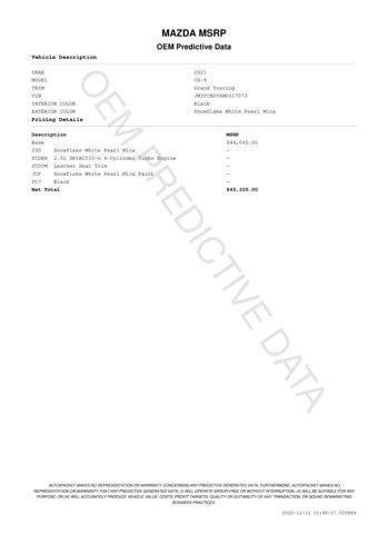 used 2021 Mazda CX-9 car, priced at $20,962