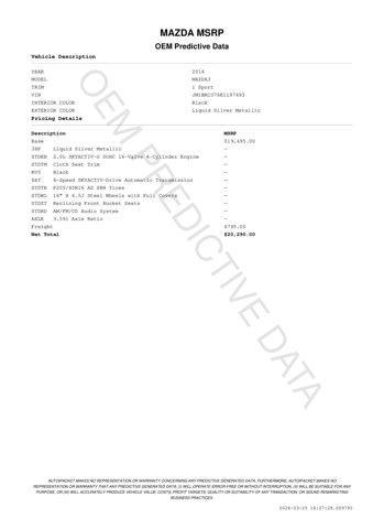 used 2014 Mazda Mazda3 car, priced at $8,600