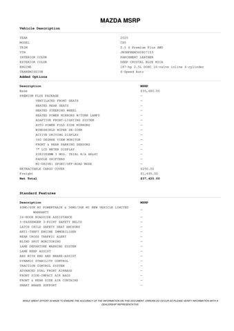 new 2025 Mazda CX-5 car, priced at $36,483