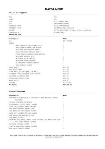 new 2026 Mazda CX-5 car, priced at $33,859