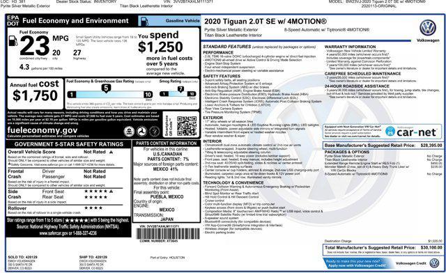 used 2020 Volkswagen Tiguan car, priced at $19,971
