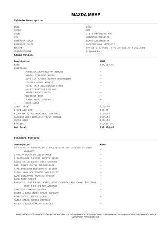 new 2026 Mazda CX-5 car, priced at $36,610