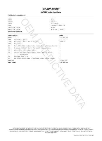 new 2026 Mazda CX-50 car, priced at $38,977