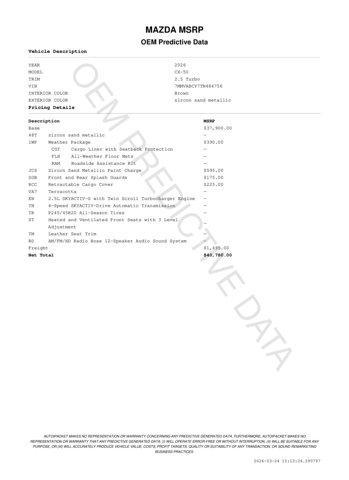 new 2026 Mazda CX-50 car, priced at $39,609