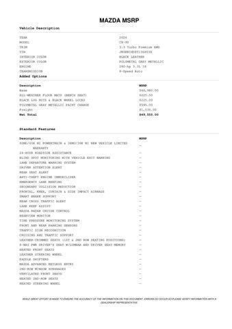 new 2026 Mazda CX-90 car, priced at $48,555